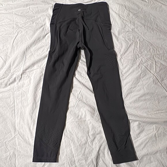 Lululemon Uncovered Strength High-Rise Crop 23" Graphite Grey Leggings Mesh 4 - Picture 6 of 8